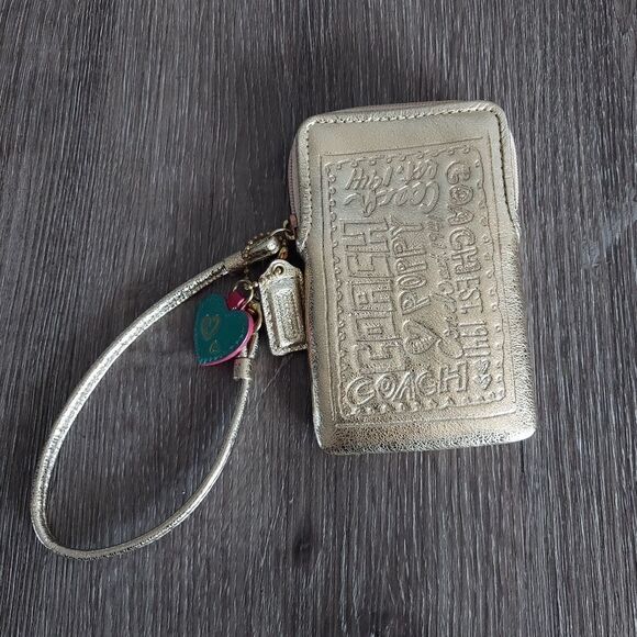 COACH Poppy Gold Wristlet Clutch Strap Purse Bag - Picture 2 of 4
